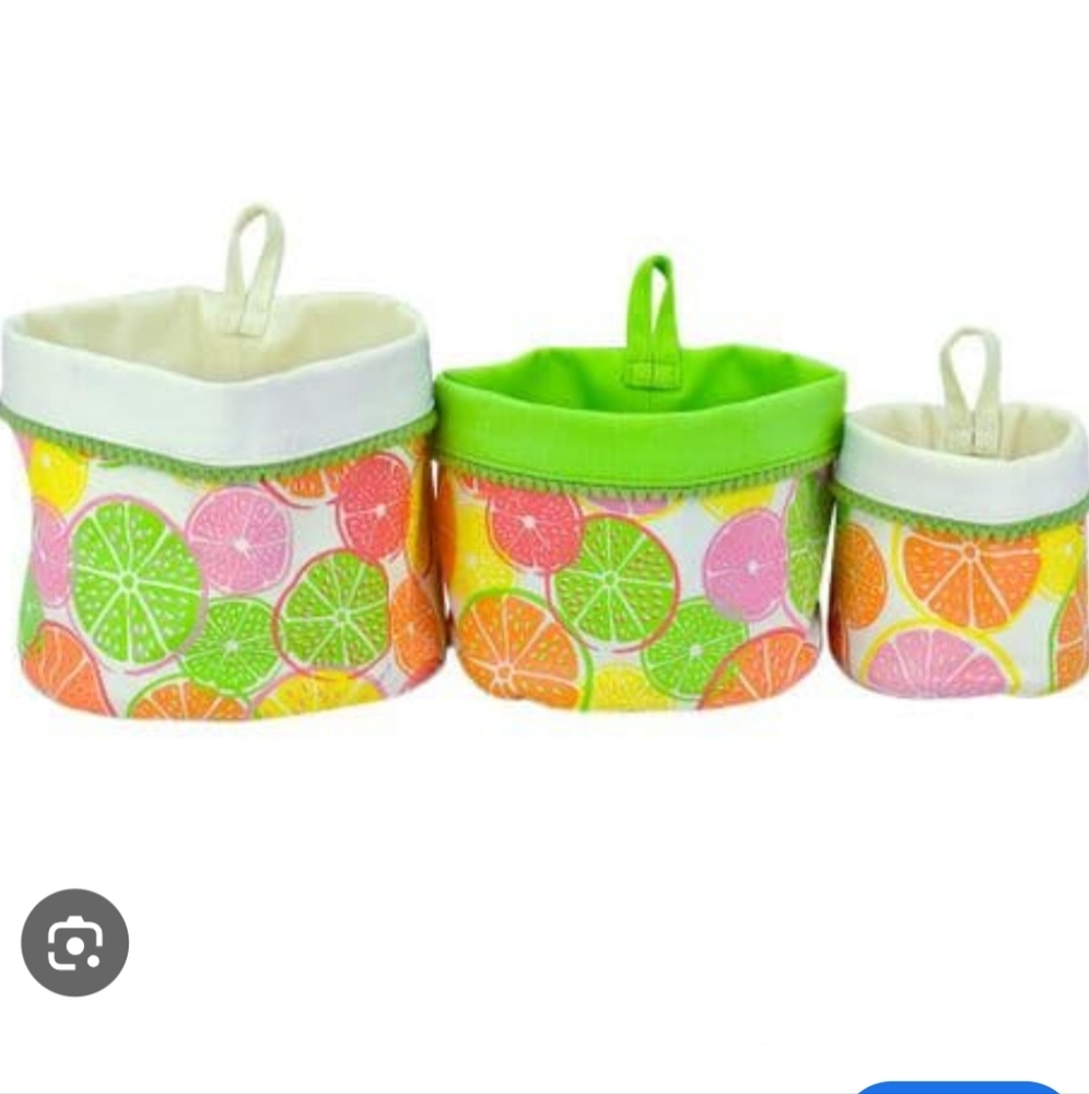Set of 3 - 100% Cotton Canvas Storage Pots!